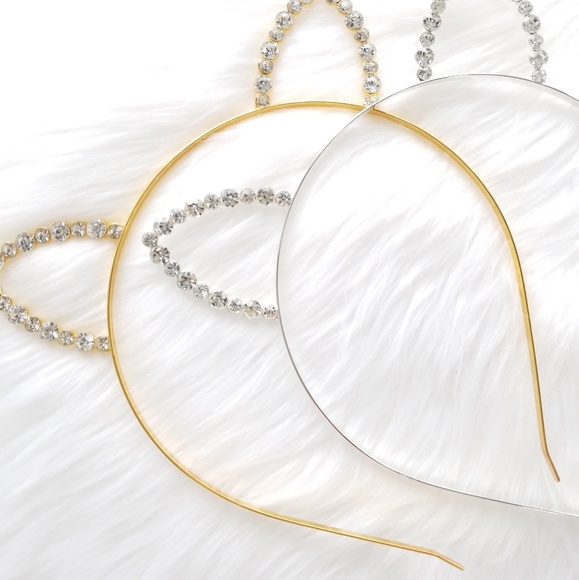 Rhinestone Kitten Ears Headband - Picture 2 of 2
